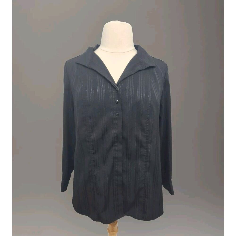 Maggie Barnes Black Career Blouse Size OX 14/16 Long Sleeve
